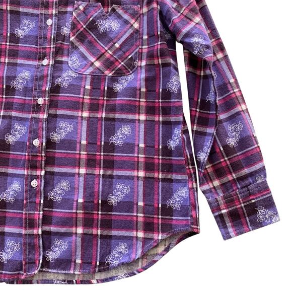 Via Penny Lane Reworked | Travis Scott Graphic Purple Plaid Button Up Flannel M - Picture 4 of 9